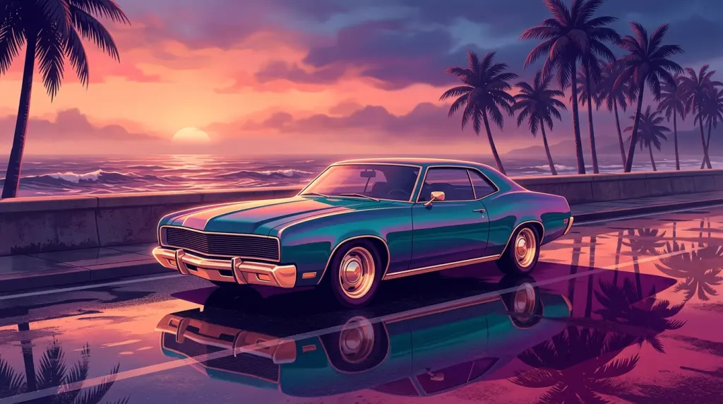 A muscle car in a Leonida setting